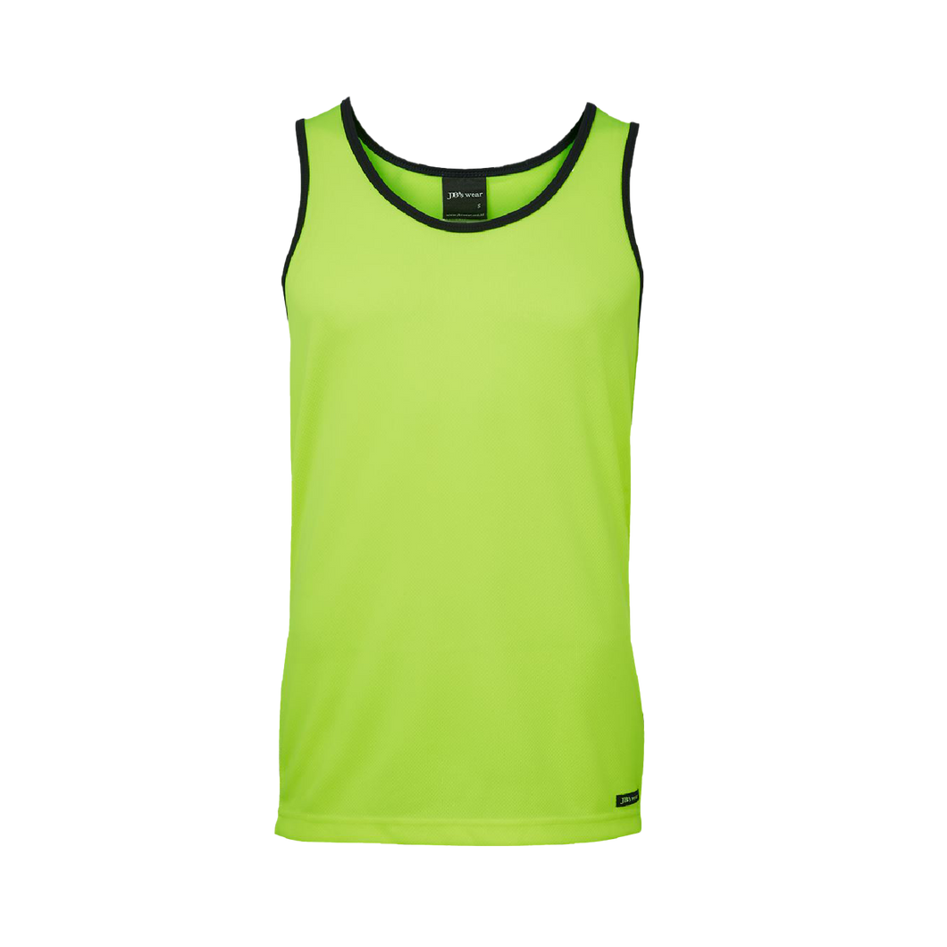 JB's Wear Men's Hi Vis Contrast Singlet - Lime/Navy - Singlet