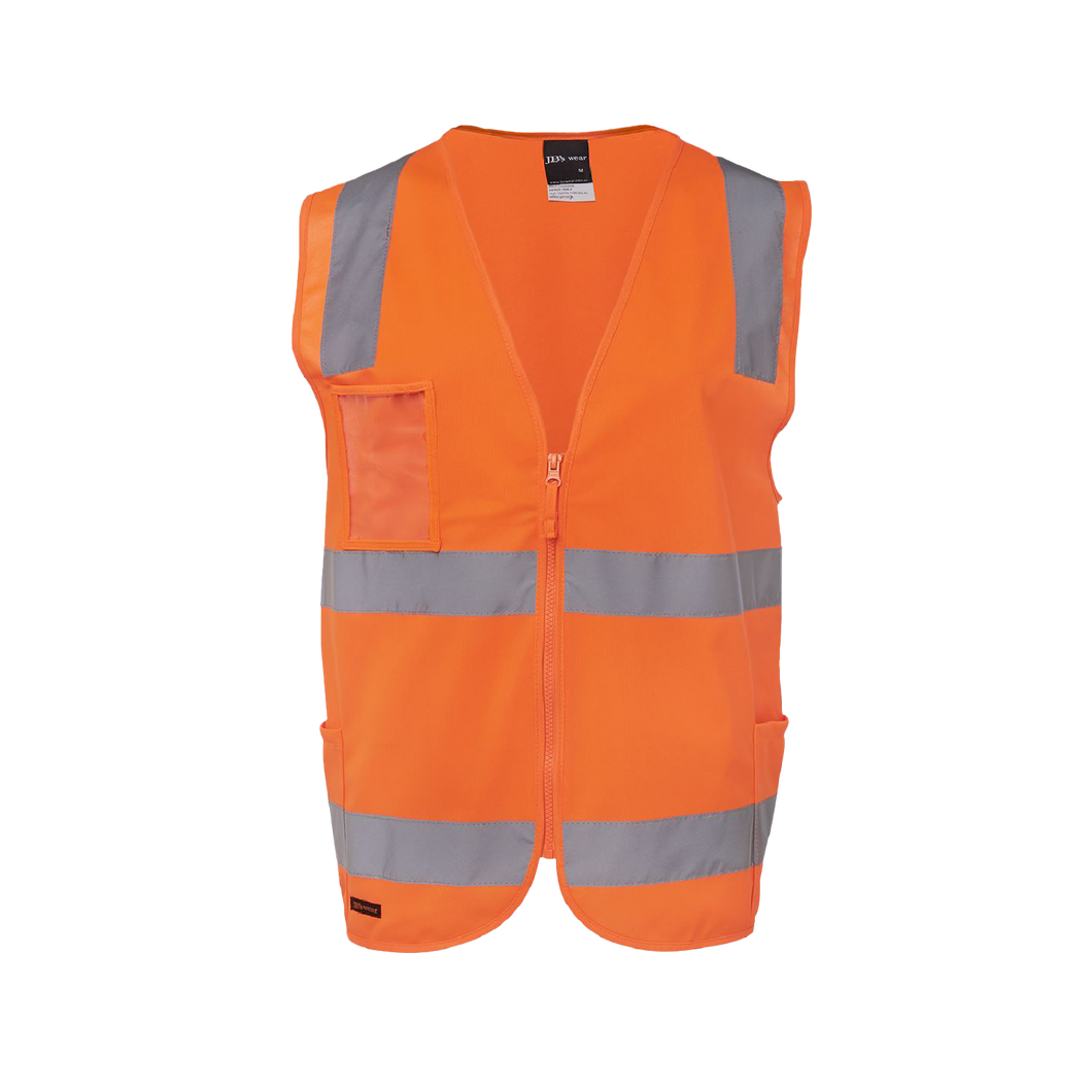 JB's Wear Men's Hi Vis Taped Zip Safety Vest - Orange - Vests