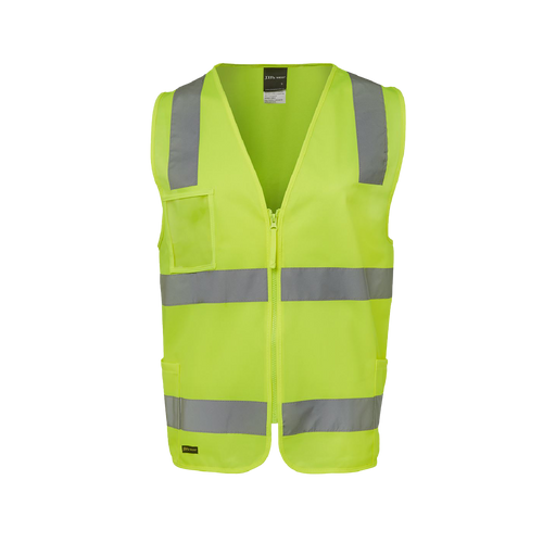 JB's Wear Men's Hi Vis Taped Zip Safety Vest - Lime - Vests