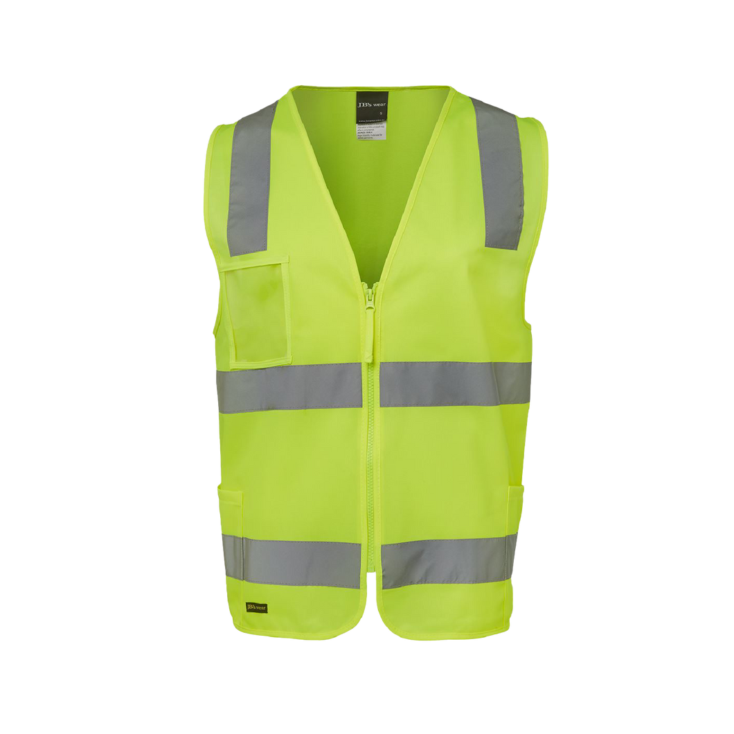 JB's Wear Men's Hi Vis Taped Zip Safety Vest - Lime - Vests