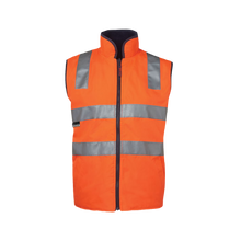 Load image into Gallery viewer, JB&#39;s Wear Men&#39;s Hi Vis Reversible Taped Vest - Orange/Navy - Vests
