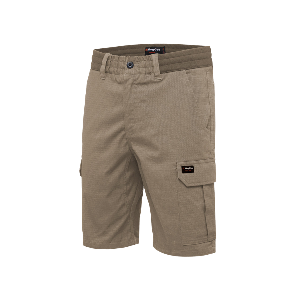 KingGee Men's Rib Comfort Waist Shorts - Desert - Shorts