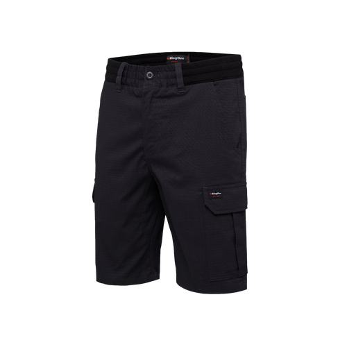 KingGee Men's Rib Comfort Waist Shorts - Black - Shorts