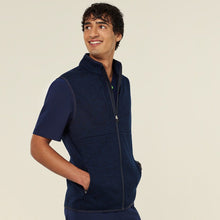 Load image into Gallery viewer, NNT Men's Textured Fleece Zip Front Vest - Navy
