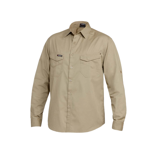 KingGee Men's Tradies Long Sleeve Shirt - Khaki - Shirts