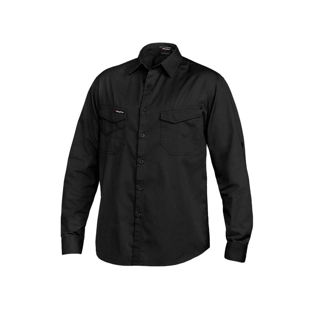 KingGee Men's Tradies Long Sleeve Shirt - Black - Shirts