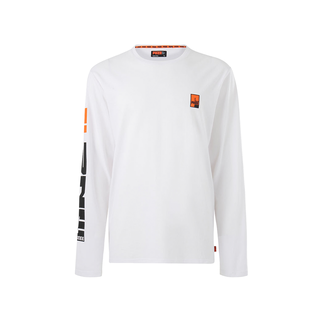 FUZE Men's Long Sleeve T Shirt - White - Tees