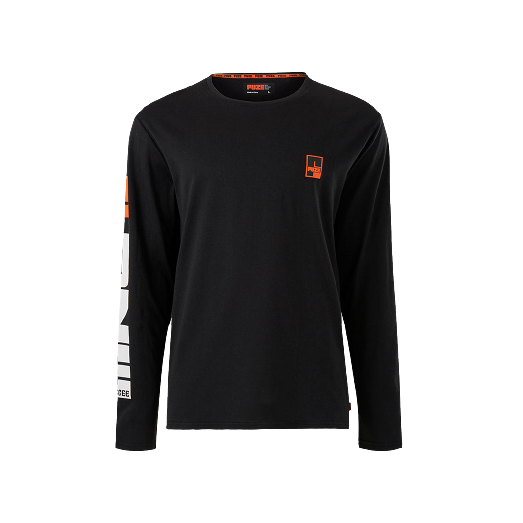 FUZE Men's Long Sleeve T Shirt - Black - Tees