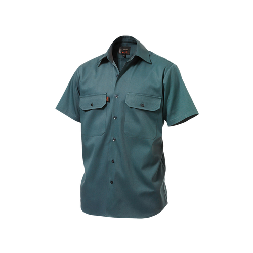 KingGee Men's Open Front Drill Short Sleeve Shirt - Green - Shirts