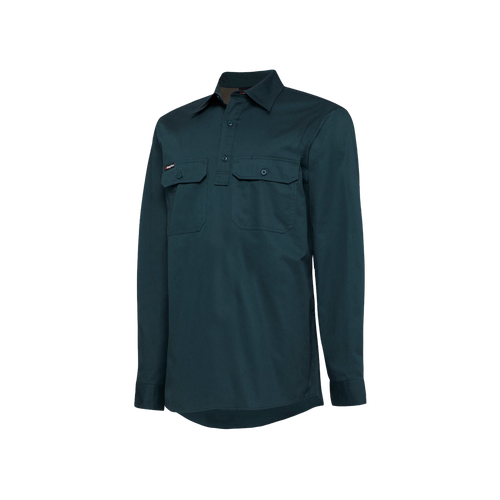 KingGee Men's Vented Closed Front Drill Long Sleeve Shirt - Green - Shirts