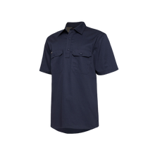 Load image into Gallery viewer, KingGee Men&#39;s Vented Closed Front Drill Short Sleeve Shirt - Navy - Shirts
