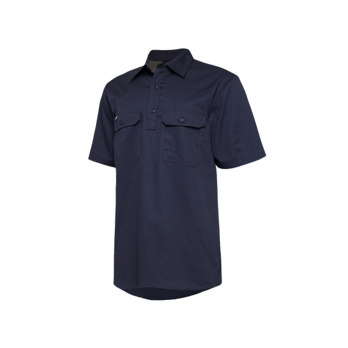 KingGee Men's Vented Closed Front Drill Short Sleeve Shirt - Navy - Shirts