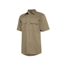 Load image into Gallery viewer, KingGee Men&#39;s Vented Closed Front Drill Short Sleeve Shirt - Khaki - Shirts
