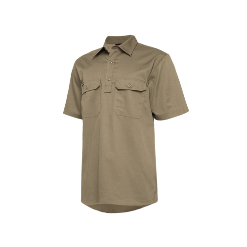 KingGee Men's Vented Closed Front Drill Short Sleeve Shirt - Khaki - Shirts