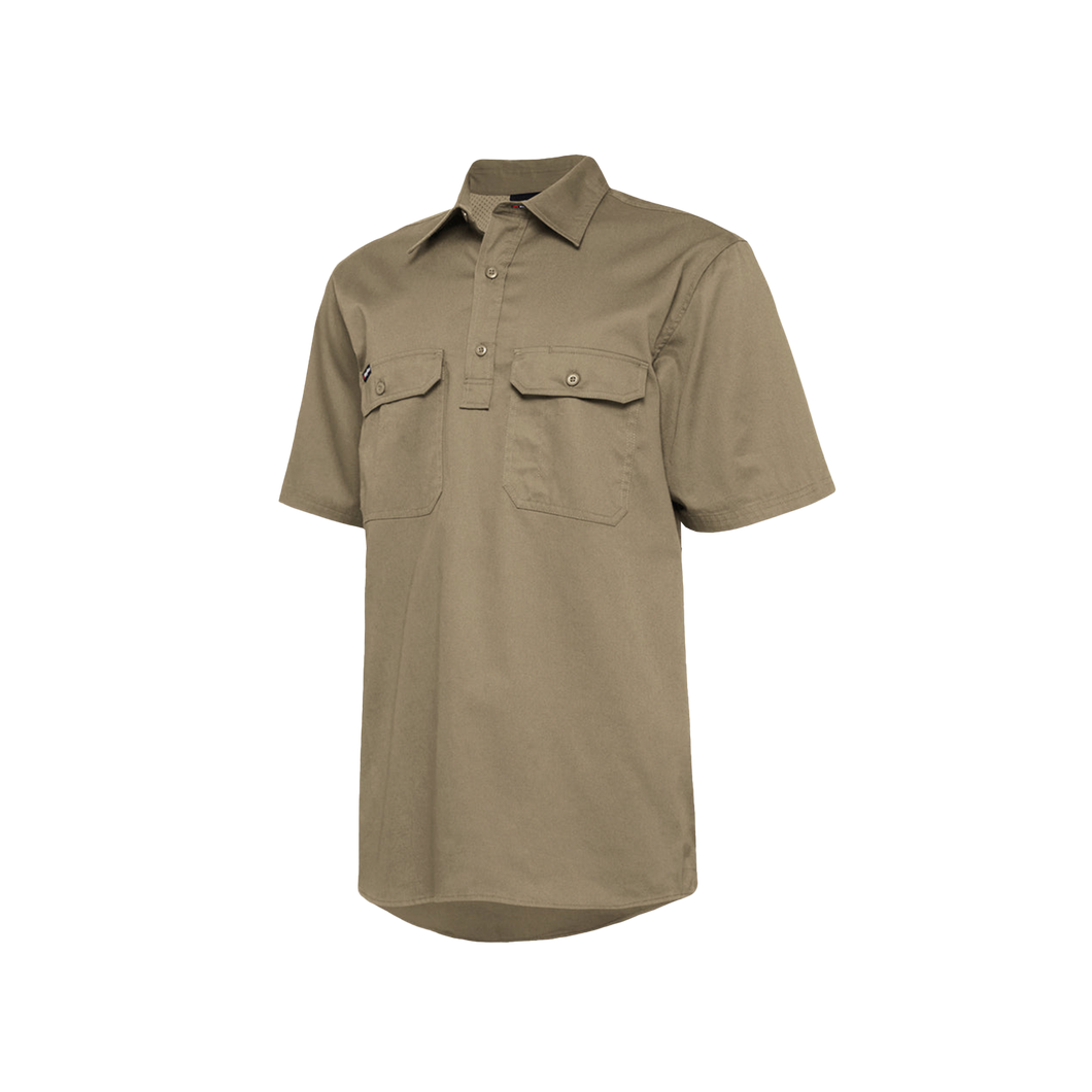 KingGee Men's Vented Closed Front Drill Short Sleeve Shirt - Khaki - Shirts