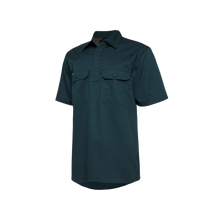 Load image into Gallery viewer, KingGee Men&#39;s Vented Closed Front Drill Short Sleeve Shirt - Green - Shirts
