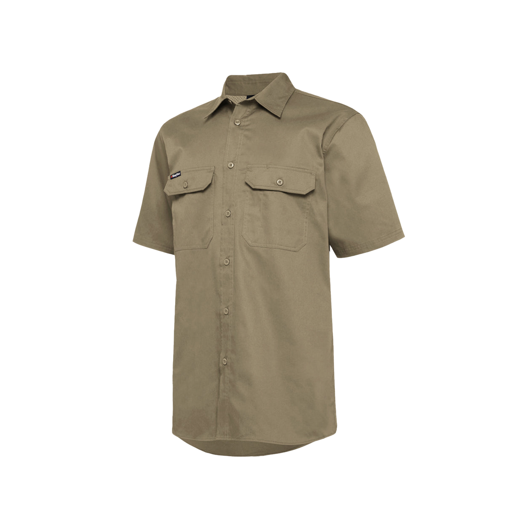 KingGee Men's Vented Drill Short Sleeve Shirt - Khaki - Shirts