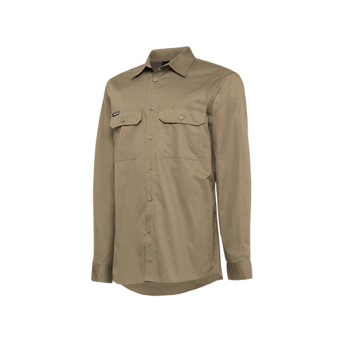 KingGee Men's Vented Drill Long Sleeve Shirt - Khaki - Shirts