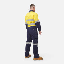 Load image into Gallery viewer, KingGee Men's Workcool 2 Reflective Spliced Combination Overall - Yellow/Navy
