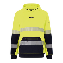Load image into Gallery viewer, KingGee Men's Originals Hi Vis Reflective Water Repellent Hoodie - Yellow/Navy

