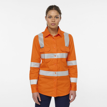 Load image into Gallery viewer, KingGee Women's Originals Vic Rail Hi Vis Taped L/S Shirt - Orange
