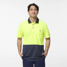Load image into Gallery viewer, KingGee Men's Originals Spliced Hi-Vis S/S Polo - Yellow/Navy
