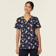 Load image into Gallery viewer, NNT Women's Native Xmas Print Scrub Top - Navy

