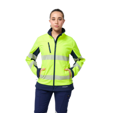 Load image into Gallery viewer, KingGee Women's Women’S Originals Hi-Vis Taped Softshell Jacket - Yellow/Navy
