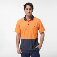 Load image into Gallery viewer, KingGee Men's Originals Spliced Hi-Vis S/S Polo - Orange/Navy
