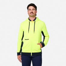 Load image into Gallery viewer, KingGee Men's Originals Spliced Hi-Vis Full Zip Hoodie - Yellow/Navy
