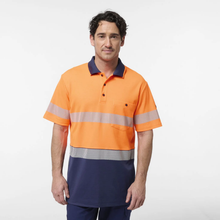 Load image into Gallery viewer, KingGee Men's Originals Spliced Hi-Vis Taped S/S Cotton Back Polo - Orange/Navy
