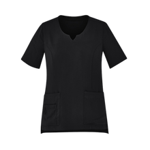 Load image into Gallery viewer, Biz Care Women's Avery Round Neck Scrub Top - Black
