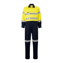 Load image into Gallery viewer, KingGee Men's Originals Spliced Hi-Vis Taped Overall - Yellow/Navy
