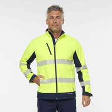 Load image into Gallery viewer, KingGee Men's Originals Hi-Vis Taped Softshell Jacket - Yellow/Navy
