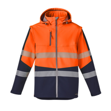 Load image into Gallery viewer, Syzmik Unisex Streetworx 2 In 1 Stretch Softshell Jacket - Orange/Navy
