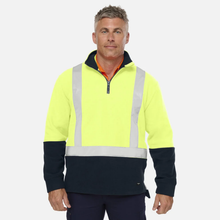 Load image into Gallery viewer, KingGee Men's Originals Spliced Hi-Vis Taped 1/4 Zip Pullover - Yellow/Navy
