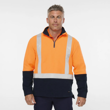 Load image into Gallery viewer, KingGee Men's Originals Spliced Hi-Vis Taped 1/4 Zip Pullover - Orange/Navy
