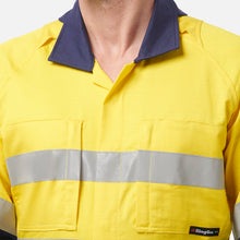 Load image into Gallery viewer, KingGee Men's Workcool 2 Reflective Spliced Combination Overall - Yellow/Navy
