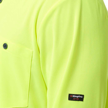 Load image into Gallery viewer, KingGee Men's Originals Spliced Hi-Vis L/S Polo - Yellow/Navy

