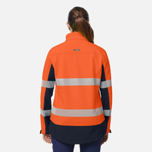 Load image into Gallery viewer, KingGee Women's Originals Hi-Vis Taped Softshell Jacket - Orange/Navy
