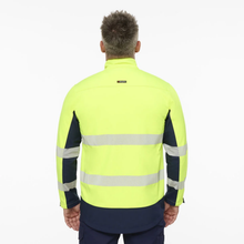 Load image into Gallery viewer, KingGee Men's Originals Hi-Vis Taped Softshell Jacket - Yellow/Navy
