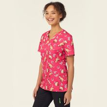 Load image into Gallery viewer, NNT Women's Native Xmas Print Scrub Top - Pink

