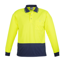 Load image into Gallery viewer, Syzmik Unisex Basic Day Only L/S Polo - Yellow/Navy
