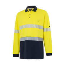 Load image into Gallery viewer, KingGee Men's Originals Spliced Hi-Vis Taped L/S Cotton Polo - Yellow/Navy
