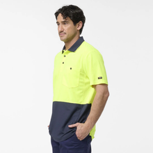 Load image into Gallery viewer, KingGee Men's Originals Spliced Hi-Vis S/S Polo - Yellow/Navy
