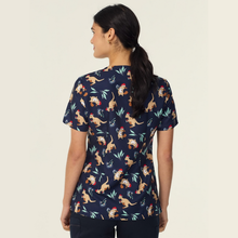 Load image into Gallery viewer, NNT Women's Native Xmas Print Scrub Top - Navy
