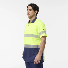 Load image into Gallery viewer, KingGee Men's Originals Spliced Hi-Vis Taped S/S Cotton Back Polo - Yellow/Navy
