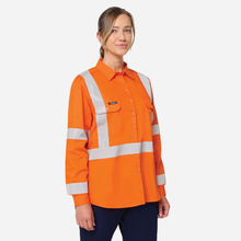 Load image into Gallery viewer, KingGee Women's Originals Hv Vented Nsw Rail Taped Shirt - Orange
