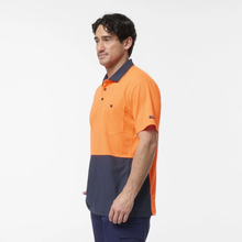 Load image into Gallery viewer, KingGee Men's Originals Spliced Hi-Vis S/S Polo - Orange/Navy
