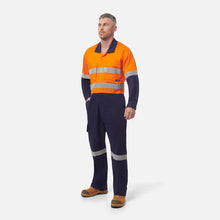 Load image into Gallery viewer, KingGee Men's Workcool 2 Reflective Spliced Combination Overall - Orange/Navy
